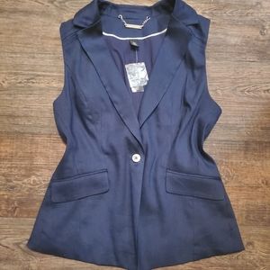 White House Black Market Blue Linen Vest